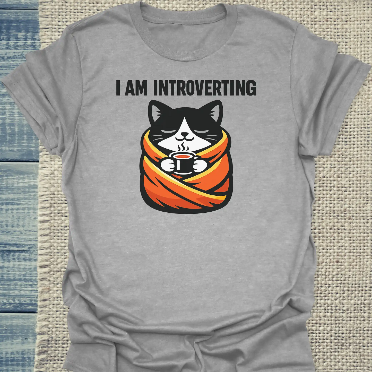 T-Shirt - i am introverting - Unisex - Katze Grau