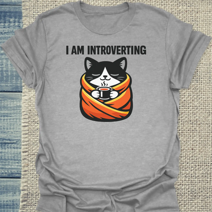 T-Shirt - i am introverting - Unisex - Katze Grau