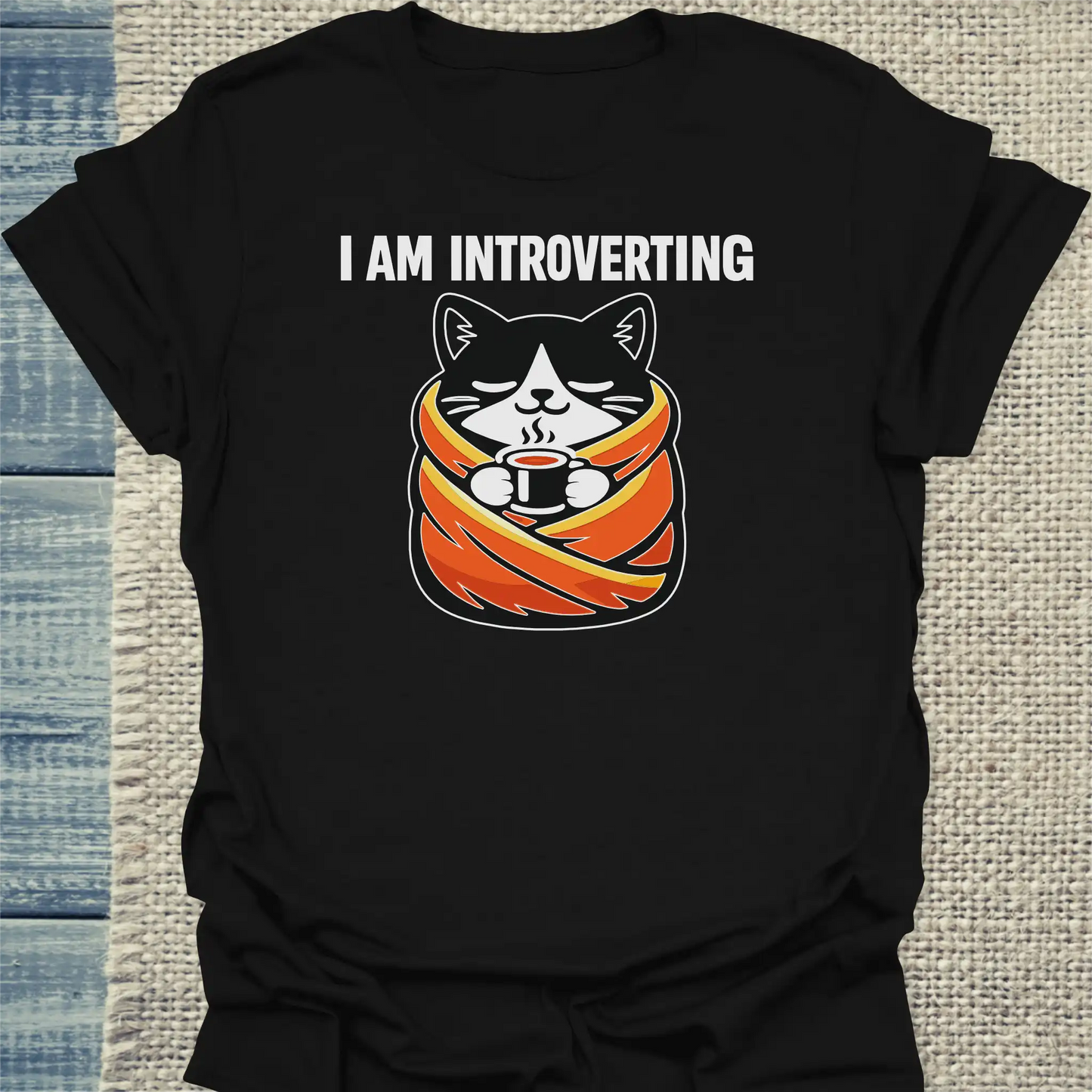 T-Shirt - i am introverting - Unisex - Katze Schwarz