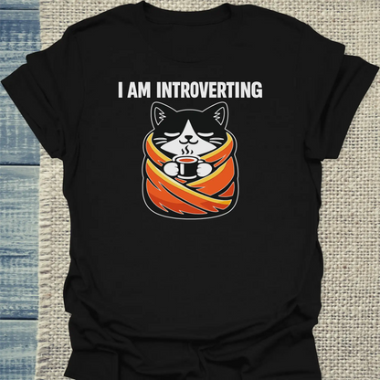 T-Shirt - i am introverting - Unisex - Katze Schwarz