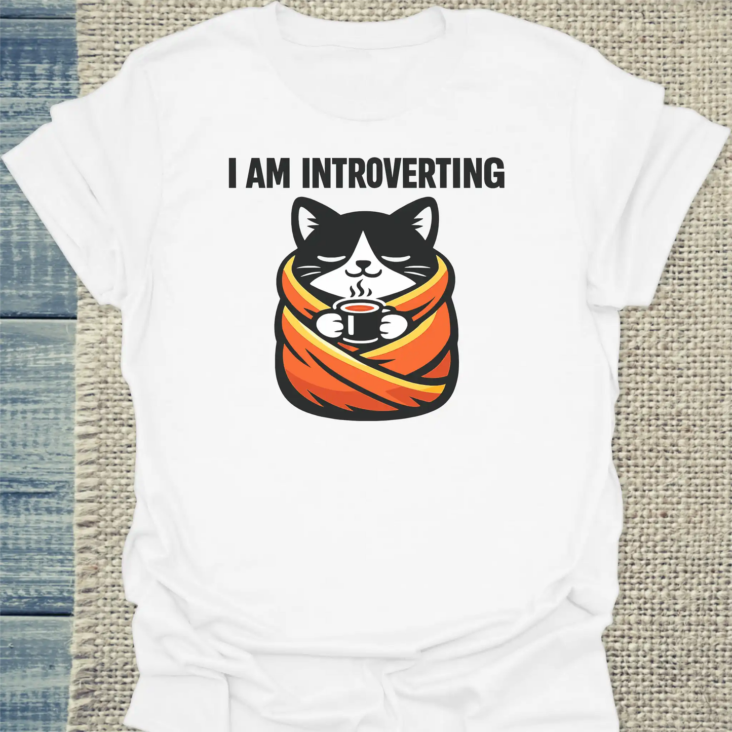 T-Shirt - i am introverting - Unisex - Katze Weiß
