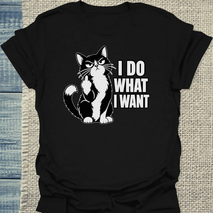 T-Shirt - I do what I want 2 - Unisex - Katze Schwarz