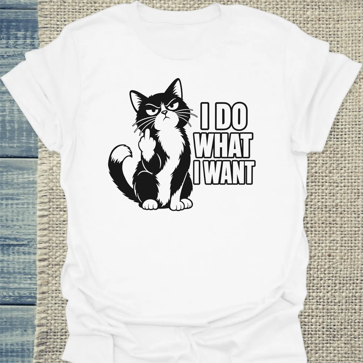 T-Shirt - I do what I want 2 - Unisex - Katze Weiß