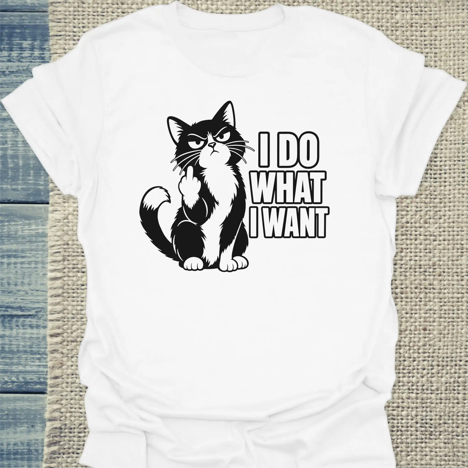 T-Shirt - I do what I want 2 - Unisex - Katze Weiß