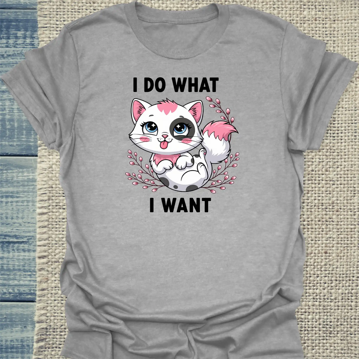 T-Shirt - I do what I want - Unisex - Katze Grau