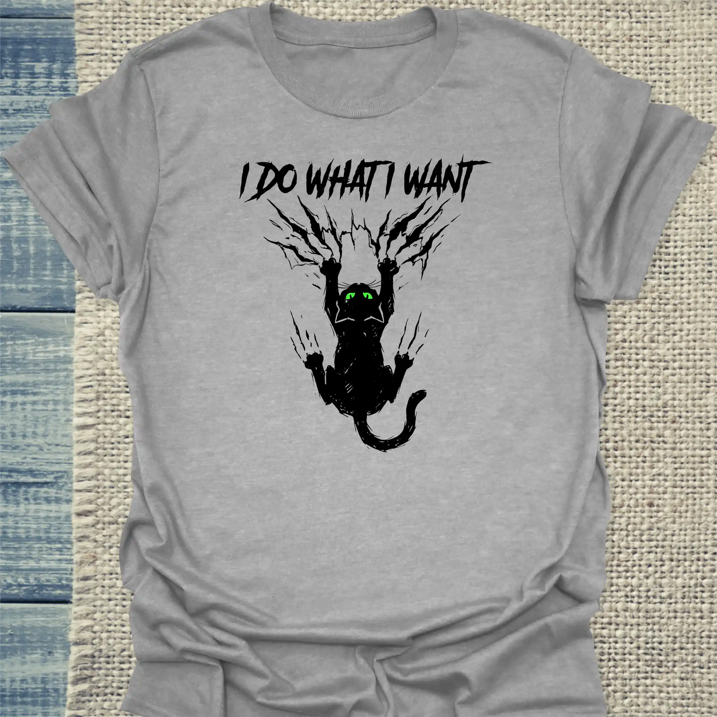 T-Shirt - I do what I want to do - Unisex - Katze Grau