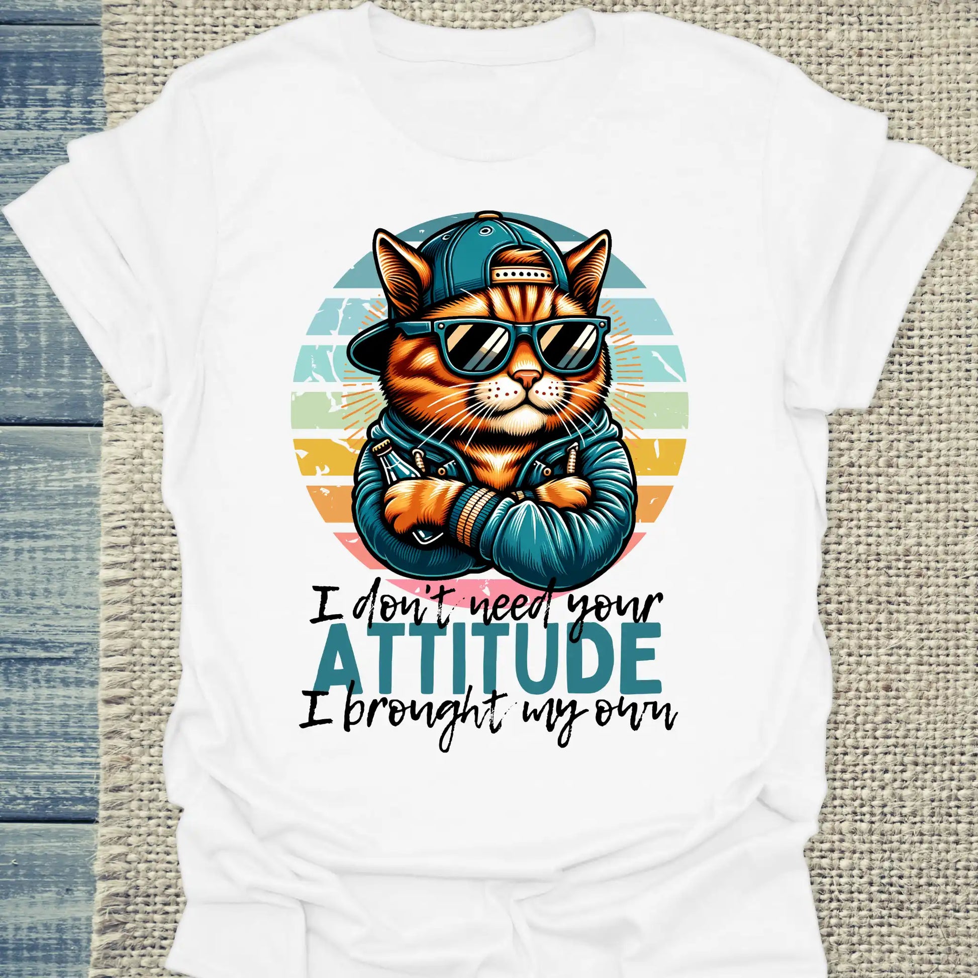 T-Shirt - I Don't Need Your ATTITUDE - Unisex - Katze, Cat Guy Weiß