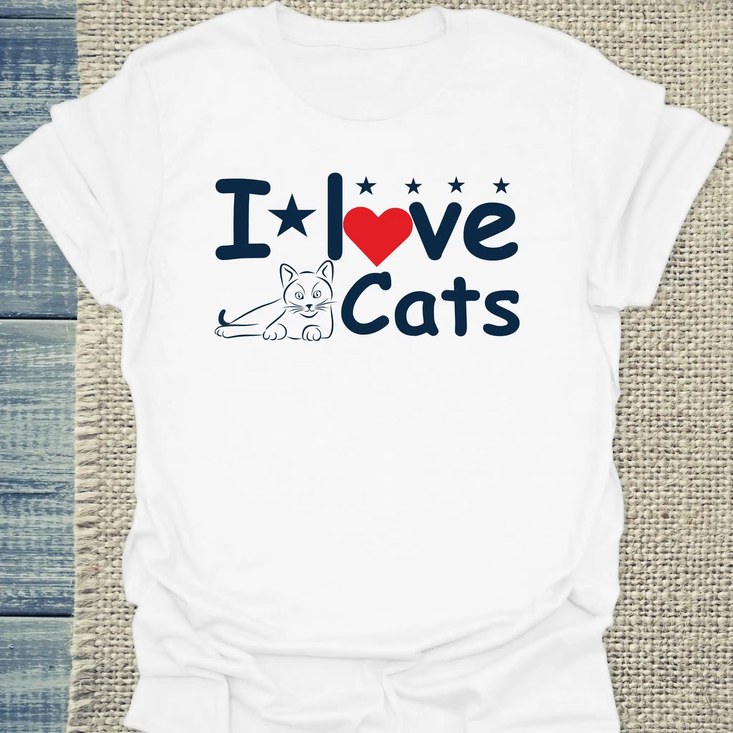T-Shirt - I love Cats - Unisex - Katze Weiß