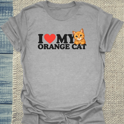 T-Shirt - I love my organge cat - Unisex - Katze, Orange Grau