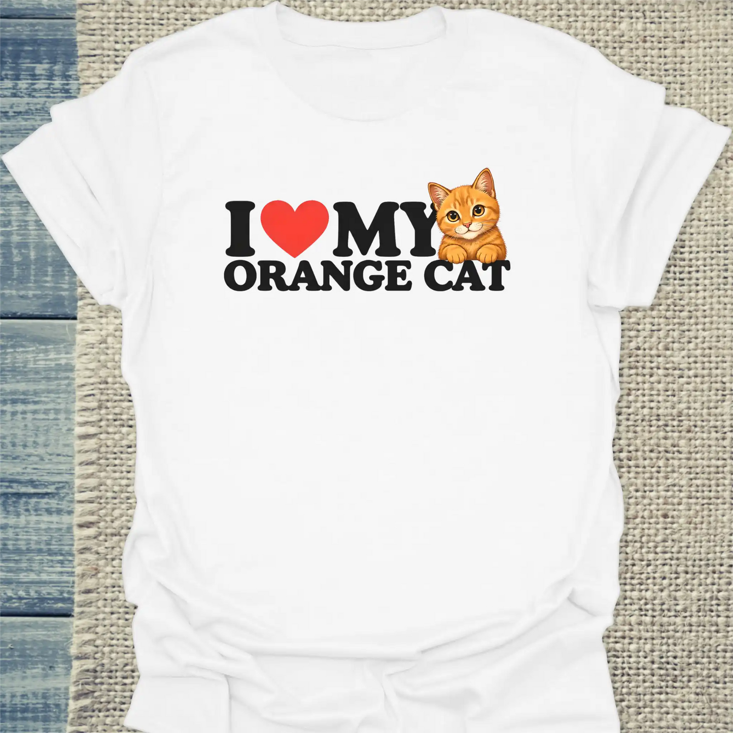 T-Shirt - I love my organge cat - Unisex - Katze, Orange Weiß