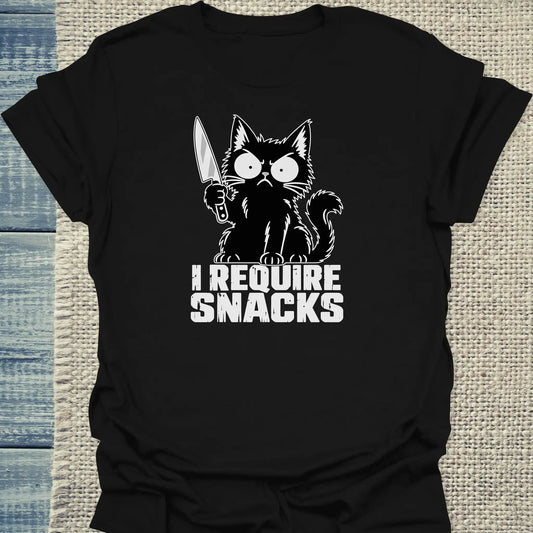 T-Shirt - I REQUIRE SNACKS - Unisex - Katze Schwarz