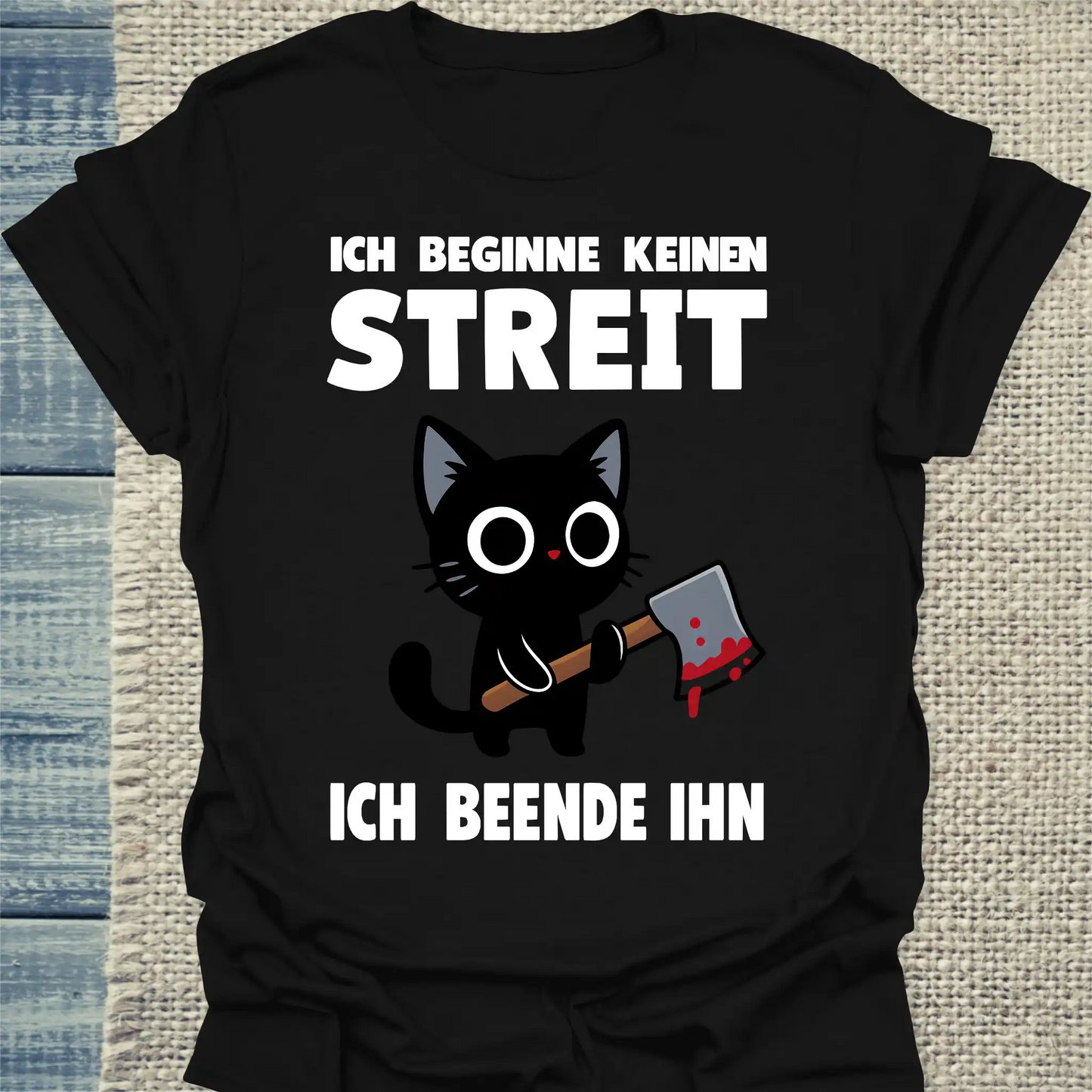 T-Shirt - Ich beginne keinen Streit. Ich beende ihn - Unisex - Katze Schwarz