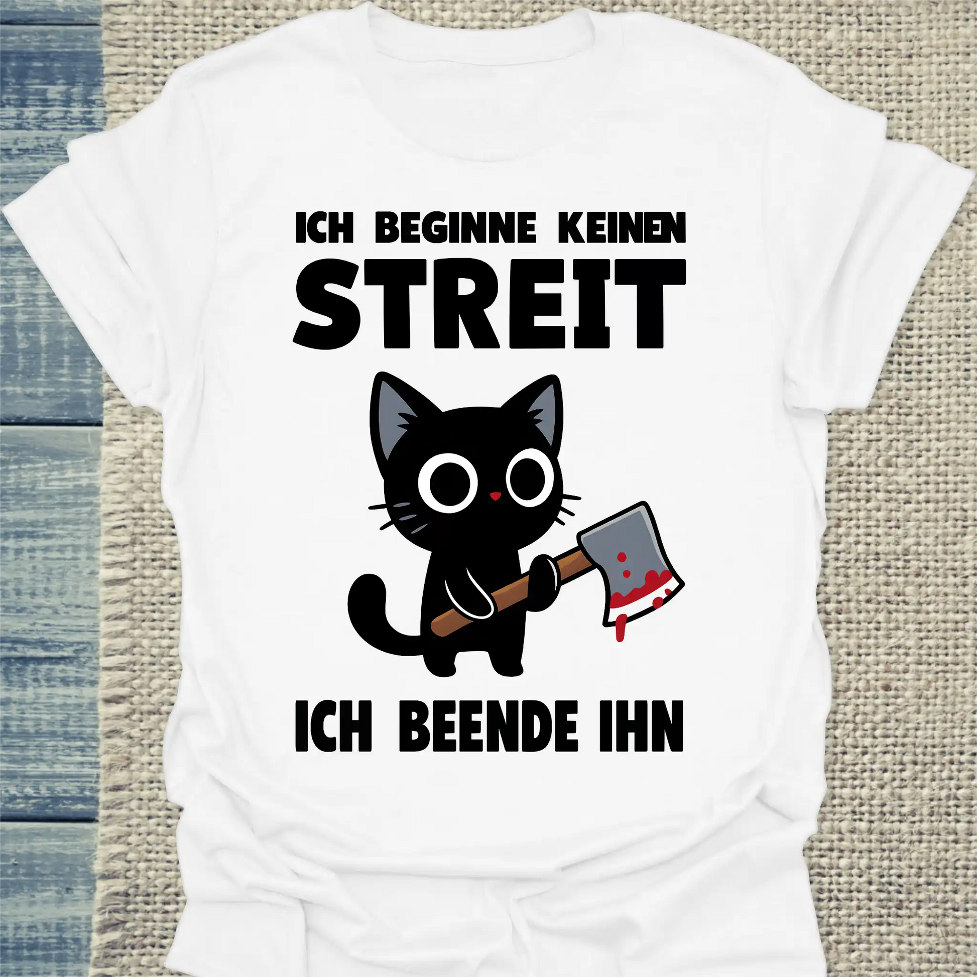 T-Shirt - Ich beginne keinen Streit. Ich beende ihn - Unisex - Katze Weiß