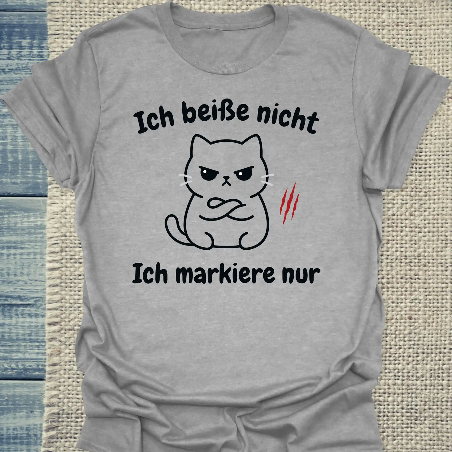 T-Shirt - Ich beiße nicht - Unisex - Katze Grau