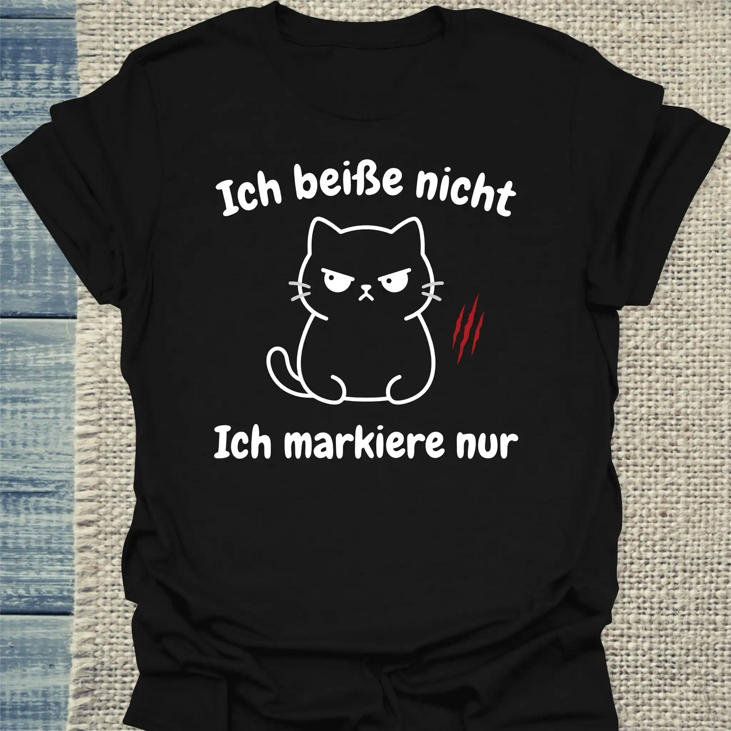 T-Shirt - Ich beiße nicht - Unisex - Katze Schwarz