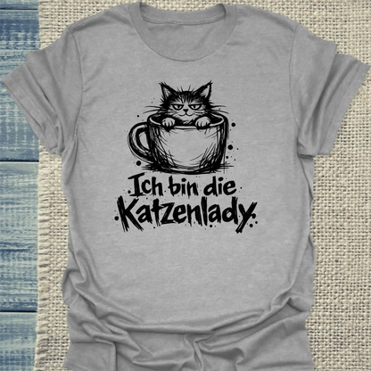T-Shirt - Ich bin die Katzenlady - Unisex - Katze Grau