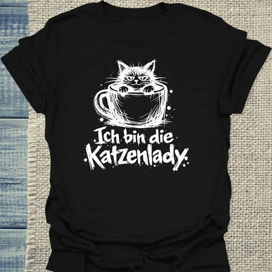 T-Shirt - Ich bin die Katzenlady - Unisex - Katze Schwarz