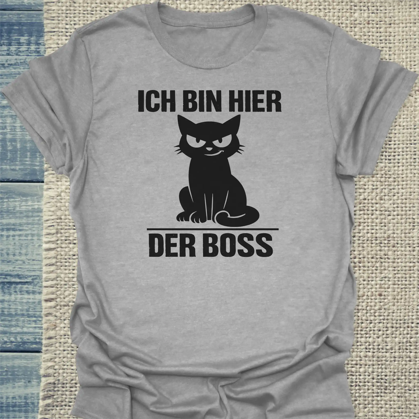 T-Shirt - Ich bin hier der Boss - Unisex - Katze Grau