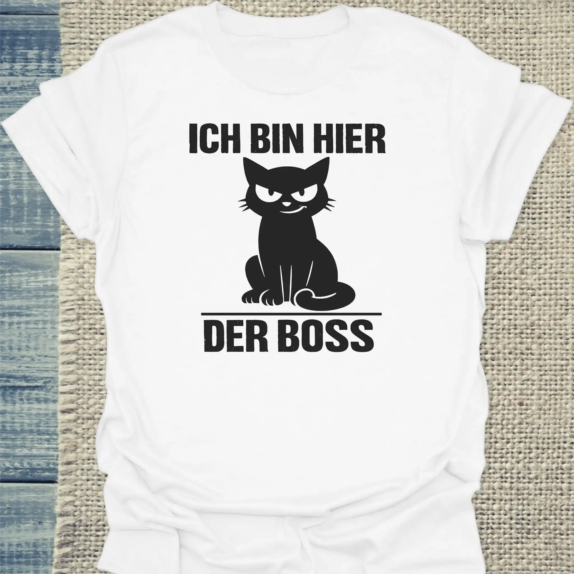 T-Shirt - Ich bin hier der Boss - Unisex - Katze Weiß