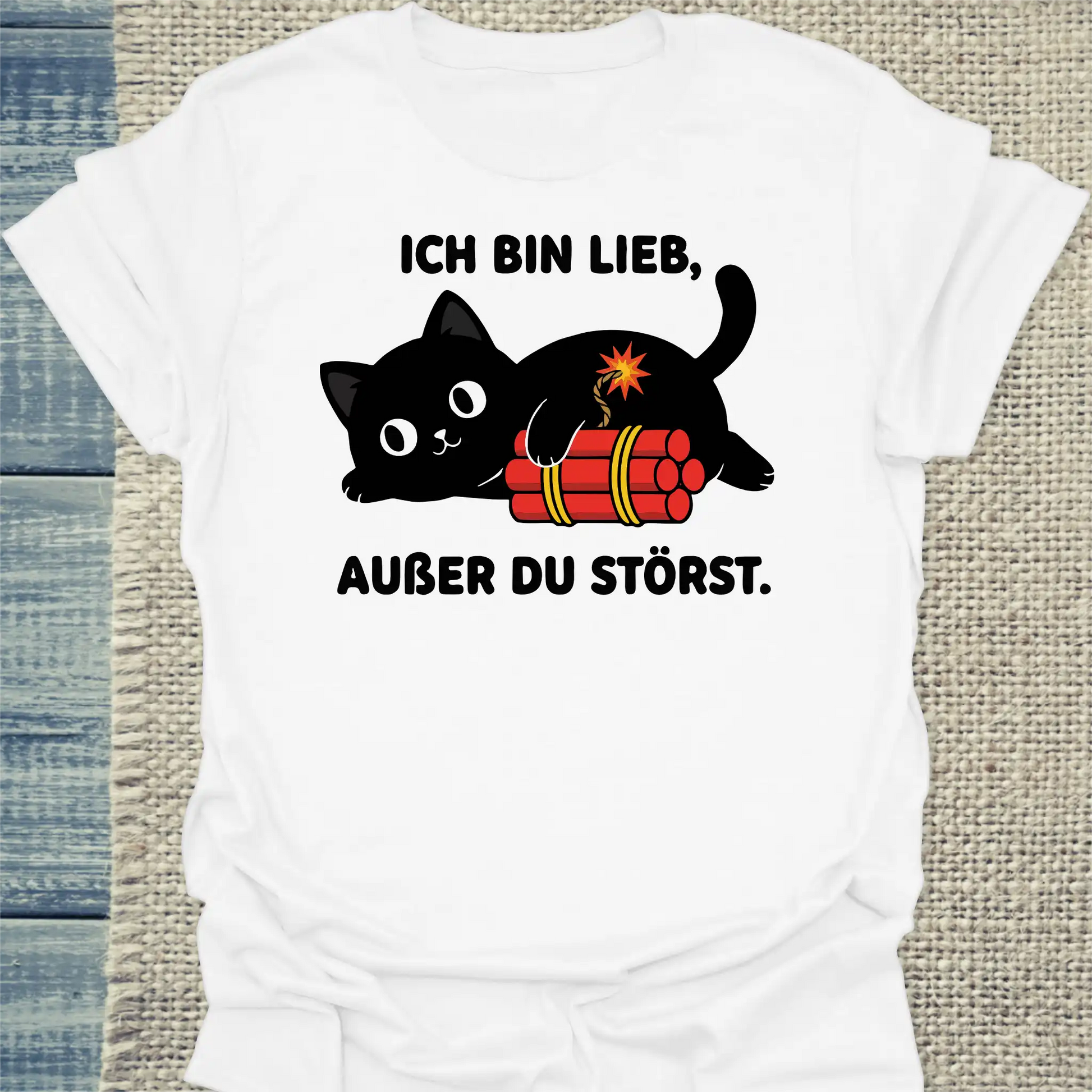 T-Shirt - Ich bin lieb, außer du störst - Unisex - Katze Weiß