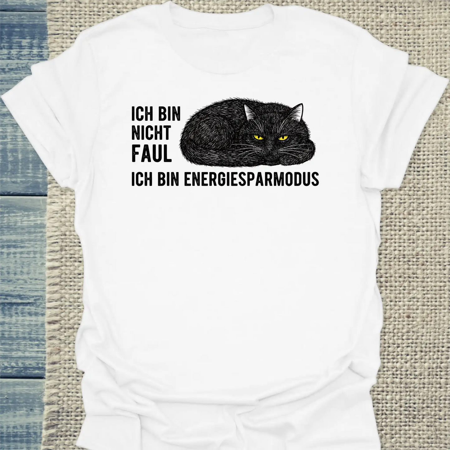 T-Shirt - Ich bin nicht faul, ich bin Energiesparmodus - Unisex - Katze Weiß