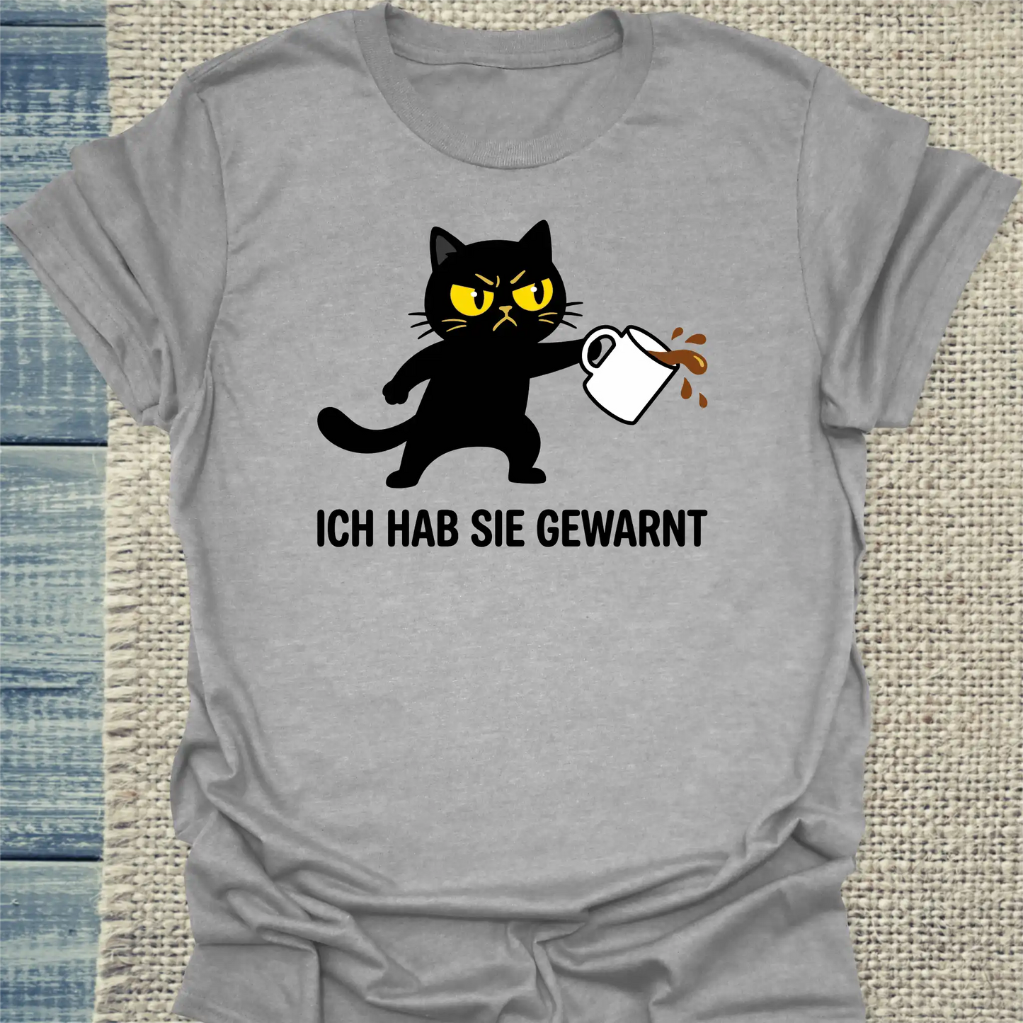 T-Shirt - Ich hab sie gewarnt - Unisex - Katze Grau
