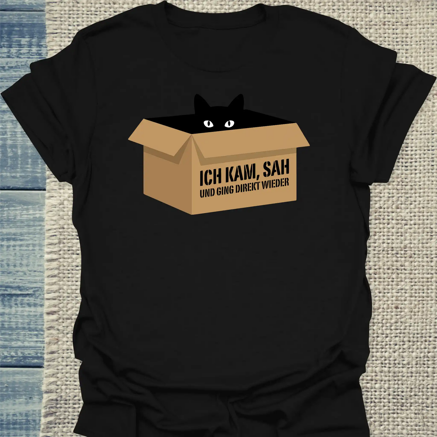 T-Shirt - Ich kam, sah - Unisex - Katze & Kaffee Schwarz