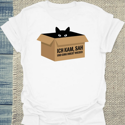 T-Shirt - Ich kam, sah - Unisex - Katze & Kaffee Weiß