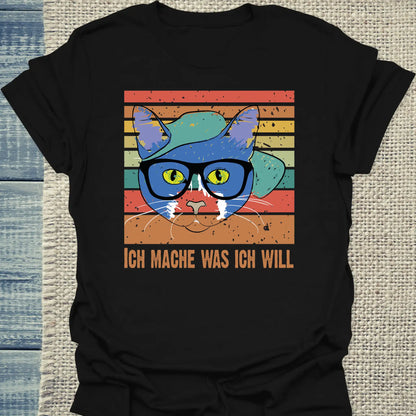 T-Shirt - Ich mache was ich will - Unisex - Katze, Cat Guy Schwarz