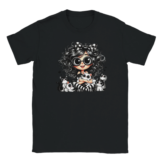T-Shirt - Ich mag halt Katzen - Unisex - Kaffee, Cat Lady Schwarz
