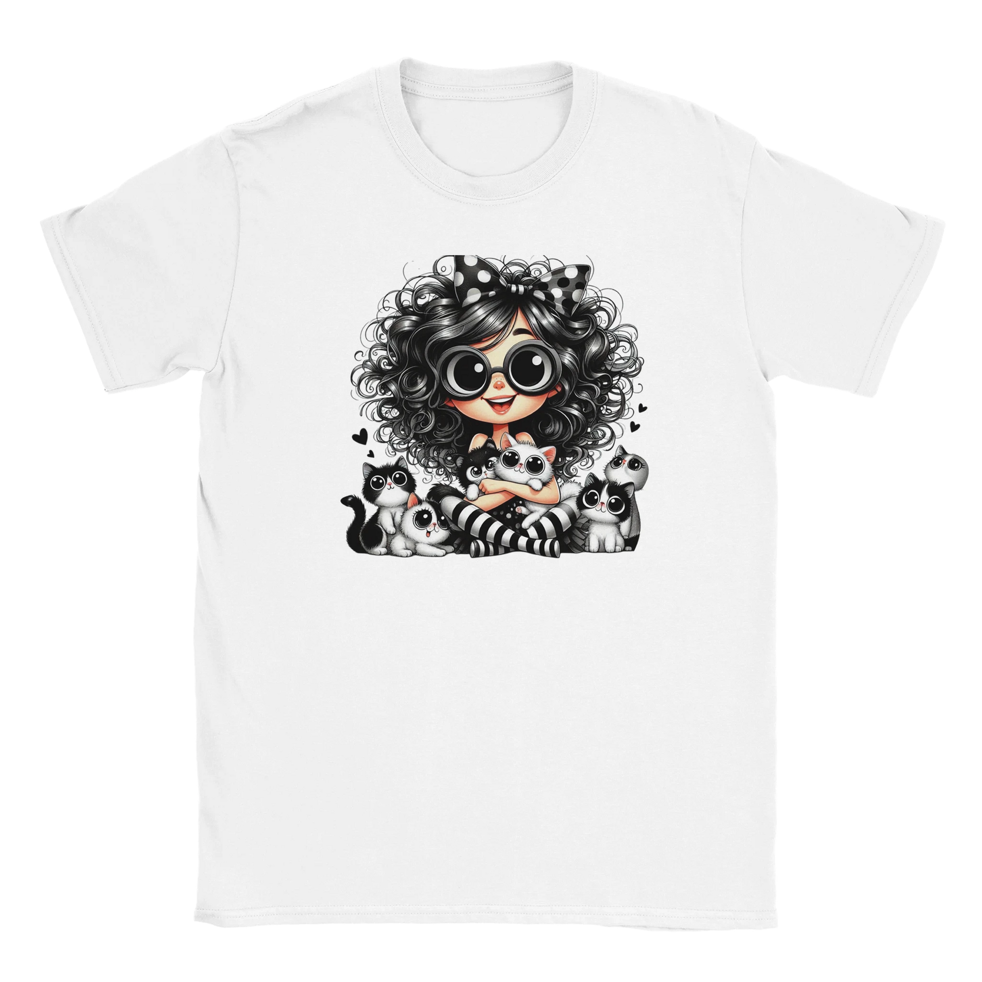 T-Shirt - Ich mag halt Katzen - Unisex - Kaffee, Cat Lady Weiß