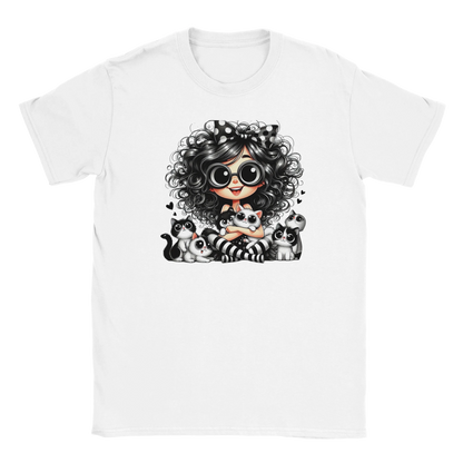 T-Shirt - Ich mag halt Katzen - Unisex - Kaffee, Cat Lady Weiß