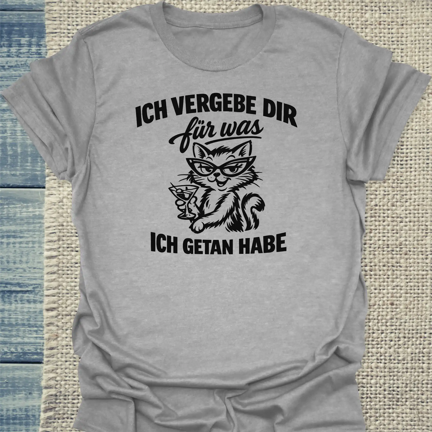 T-Shirt - Ich vergebe dir - Unisex - Katze Grau