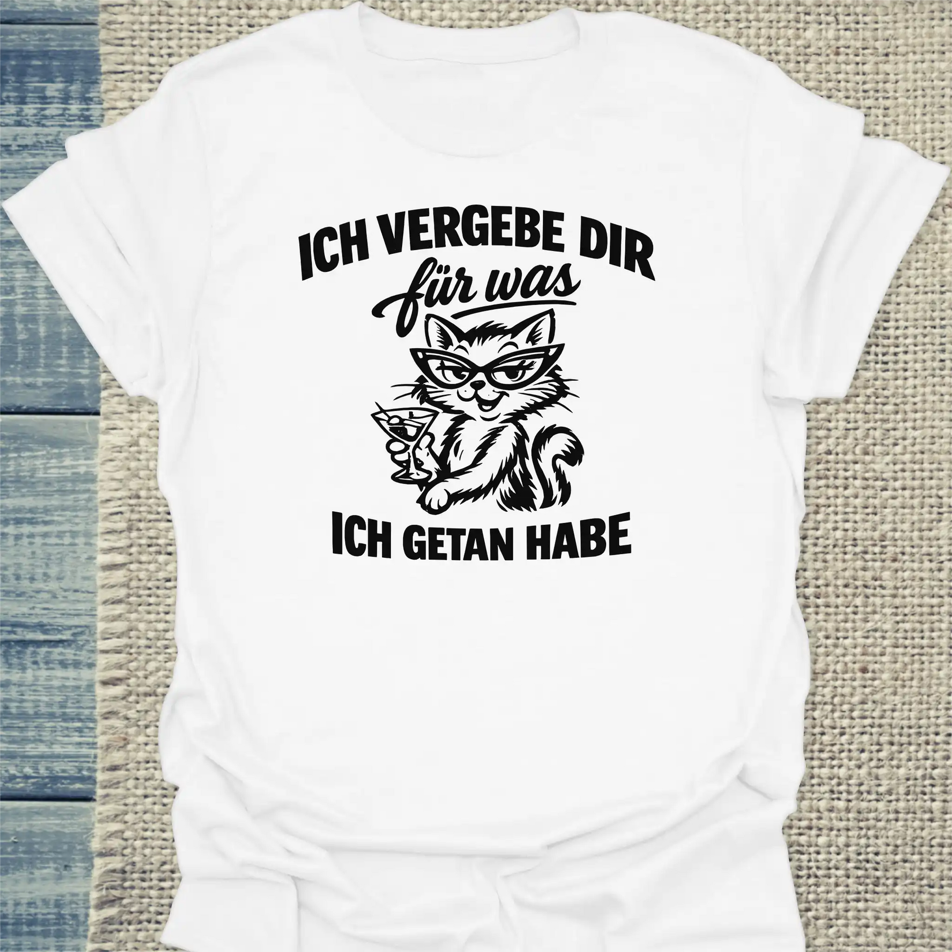 T-Shirt - Ich vergebe dir - Unisex - Katze Weiß