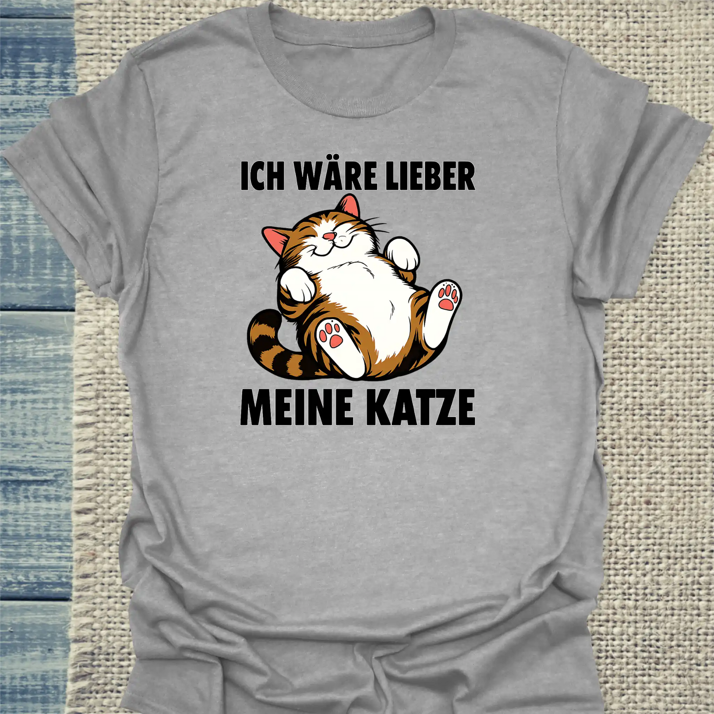 T-Shirt - Ich wäre lieber meine Katze - Unisex - Katze Grau