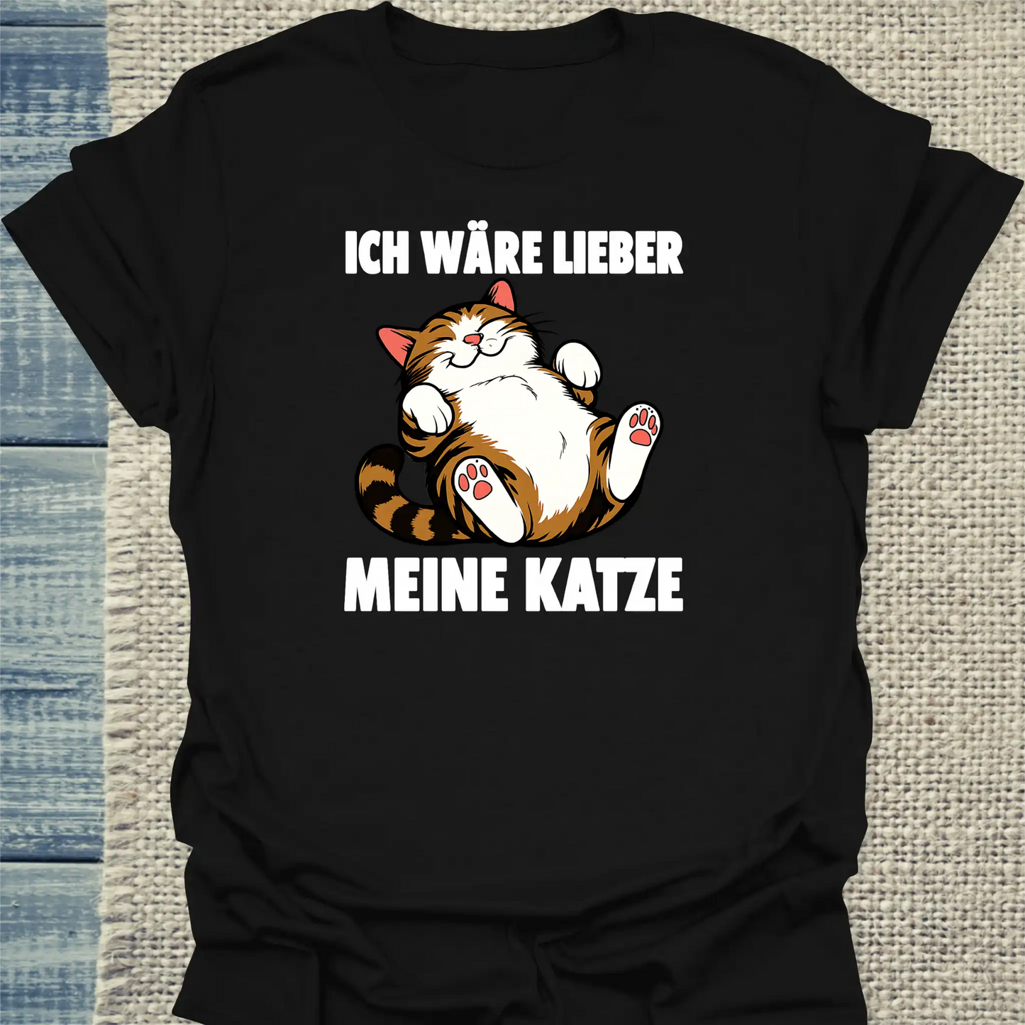 T-Shirt - Ich wäre lieber meine Katze - Unisex - Katze Schwarz