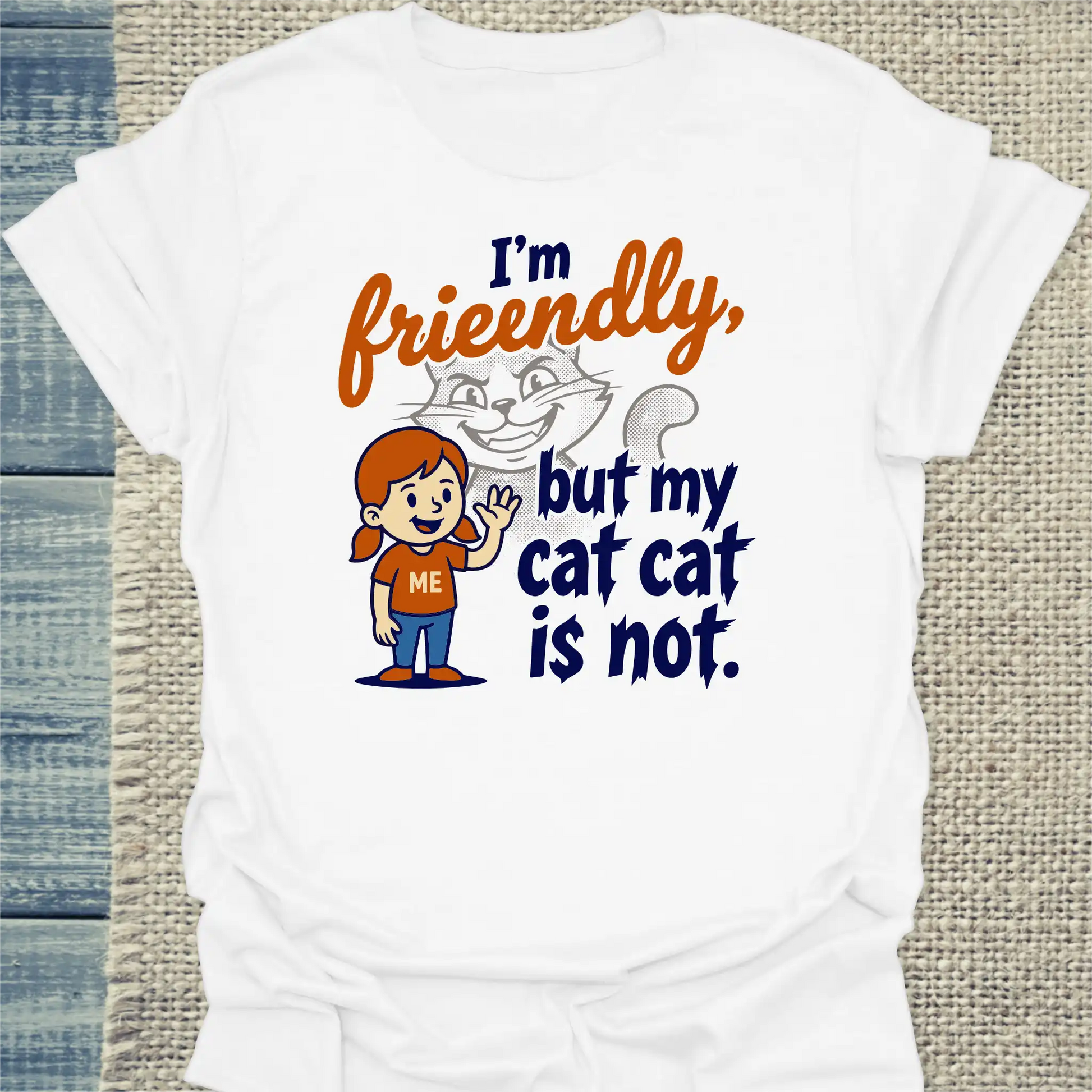 T-Shirt - I'm friendly, but my cat ist not - Unisex - Katze Weiß