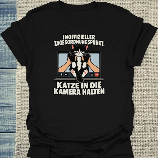 T-Shirt - In die Kamera halten - Unisex - Katze Schwarz