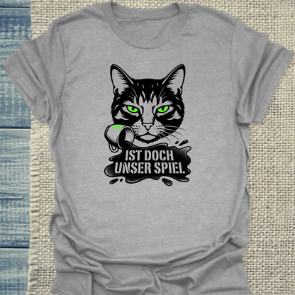 T-Shirt - Ist doch unser spiel - Unisex - Katze & Kaffee, Black Edition Grau