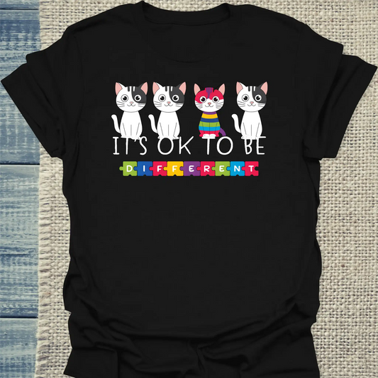 T-Shirt - It's OK to be different - Unisex - Katze Schwarz