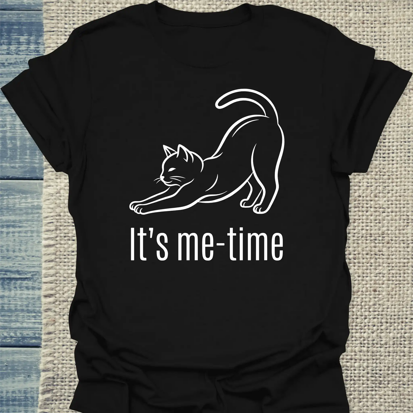 T-Shirt - It's me-time - Unisex - Katze Schwarz