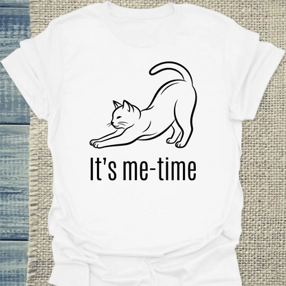 T-Shirt - It's me-time - Unisex - Katze Weiß
