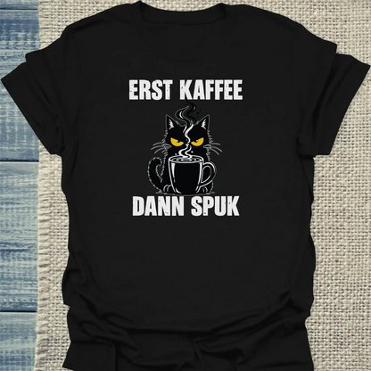 T-Shirt - Kaffee dann Spuk - Unisex - Katze & Kaffee, Halloween Schwarz