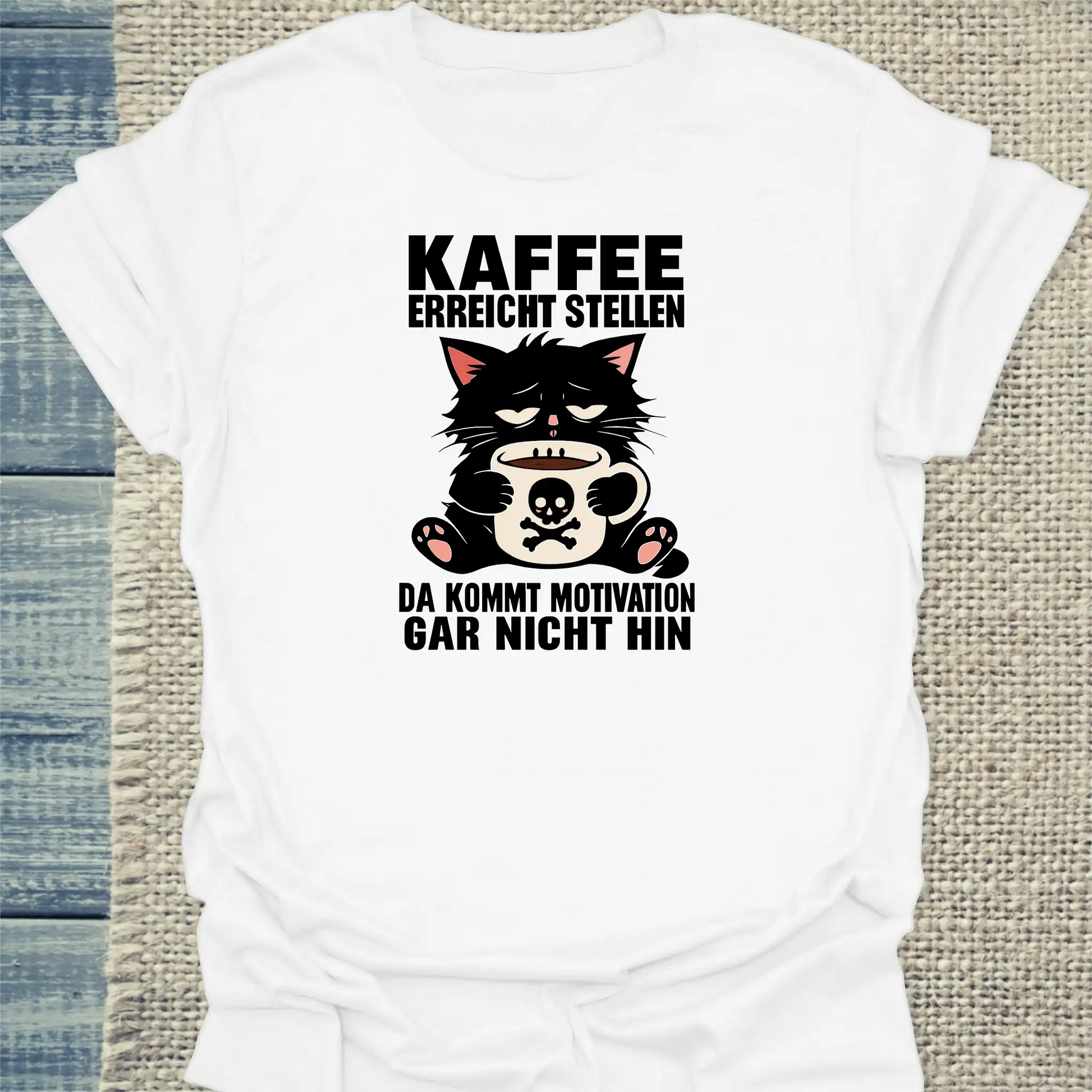T-Shirt - Kaffee erreicht Stellen - Unisex - Katze & Kaffee Weiß