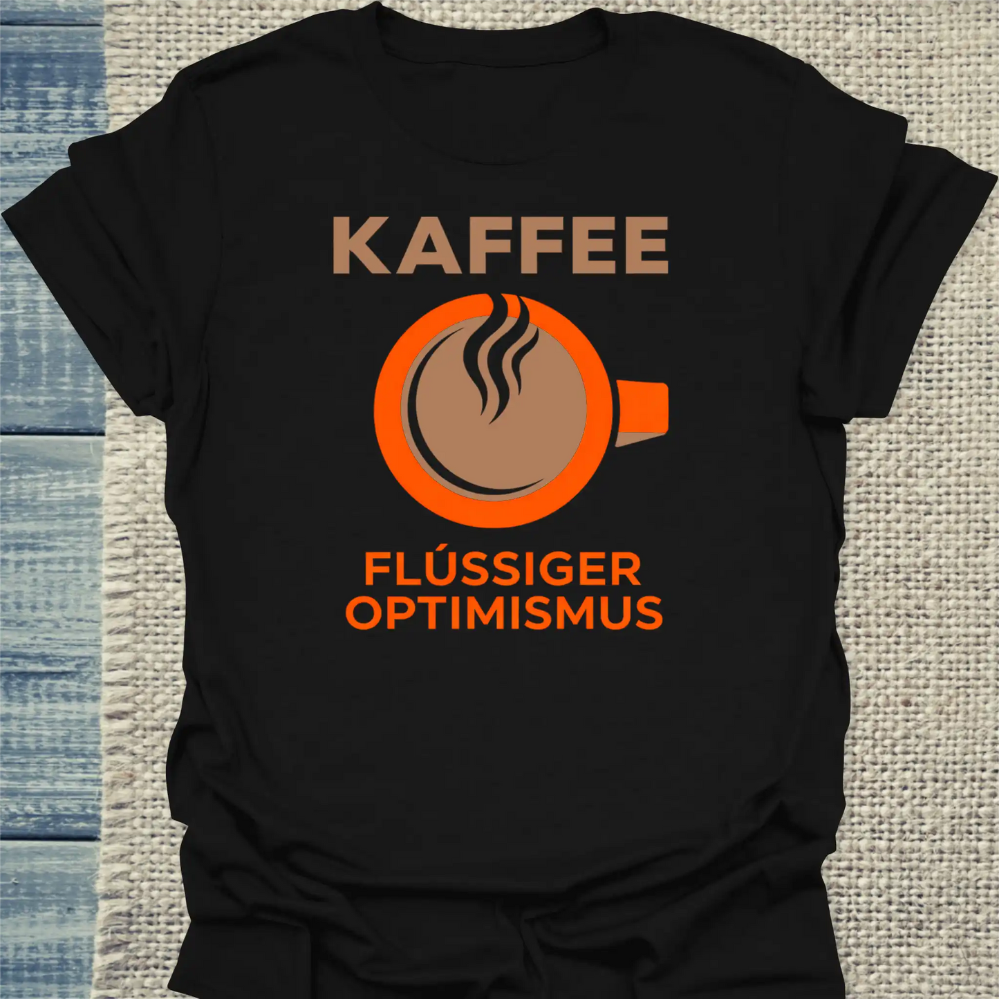 T-Shirt - Kaffee - Flüssiger Optimismus - Unisex - Kaffee Schwarz