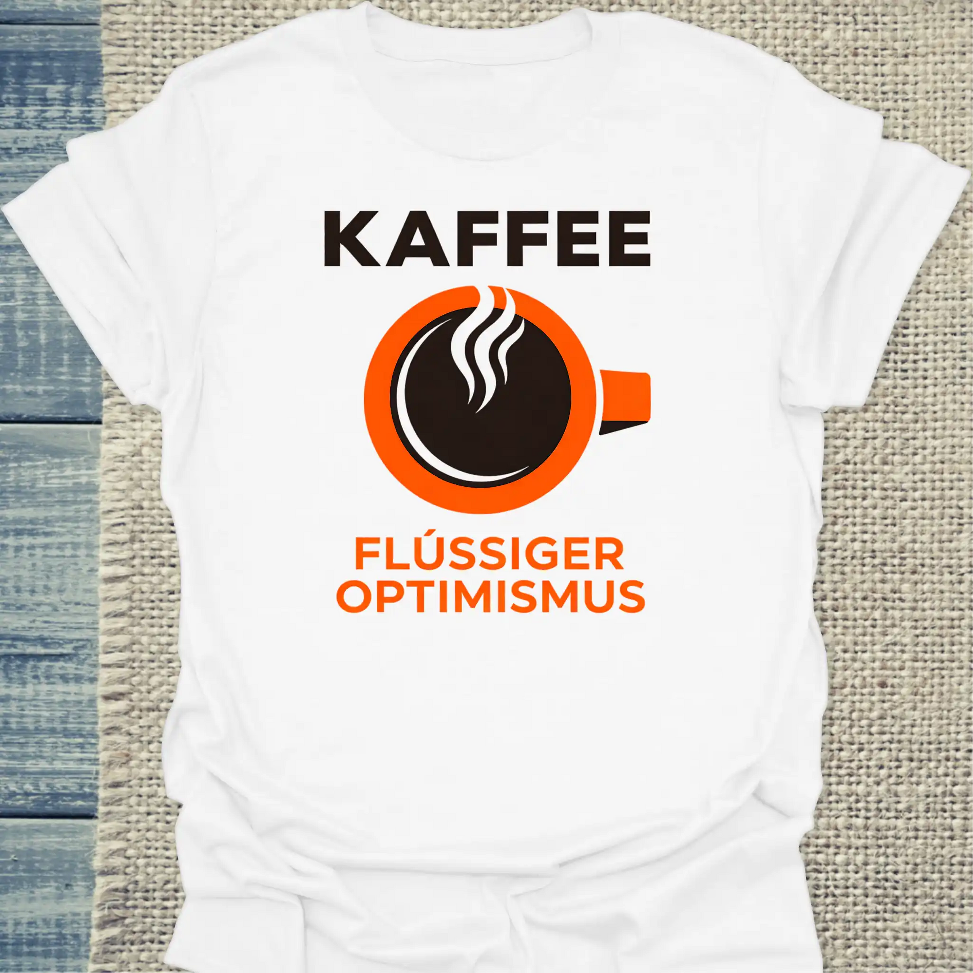 T-Shirt - Kaffee - Flüssiger Optimismus - Unisex - Kaffee Weiß