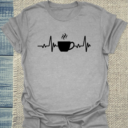 T-Shirt - Kaffee Herzschlag - Unisex - Kaffee Grau