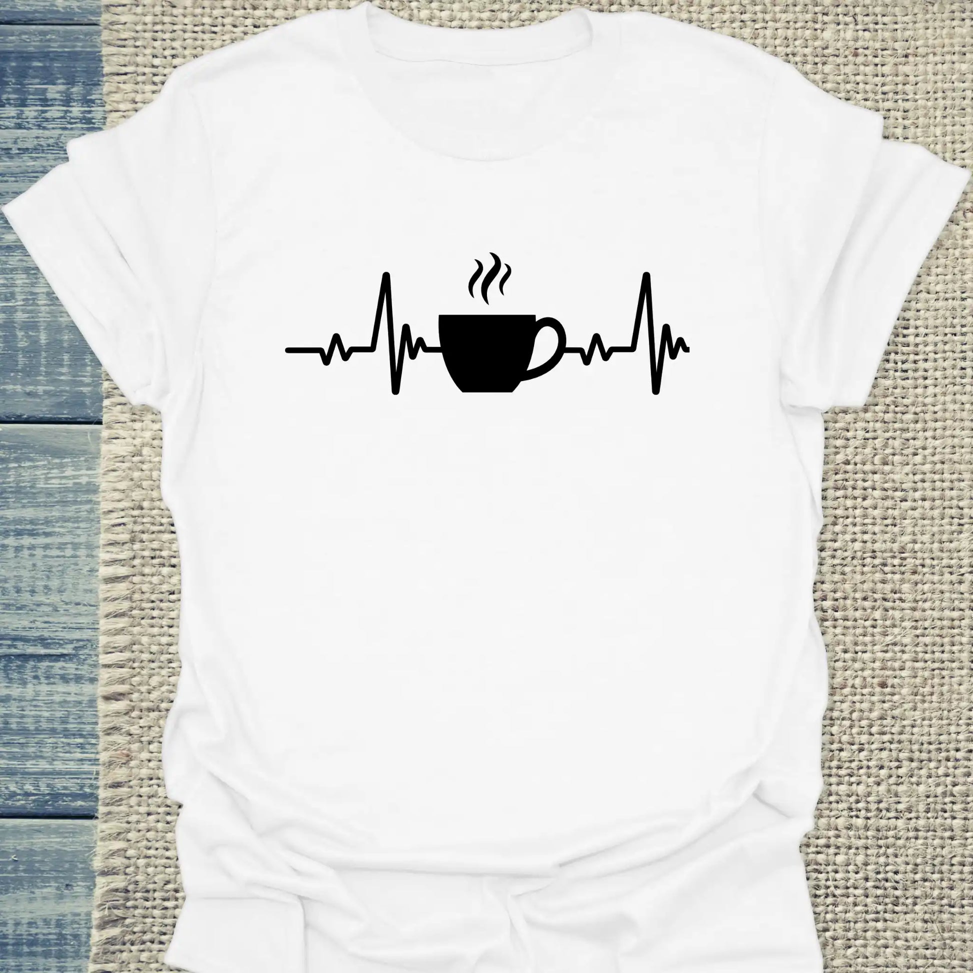 T-Shirt - Kaffee Herzschlag - Unisex - Kaffee Weiß