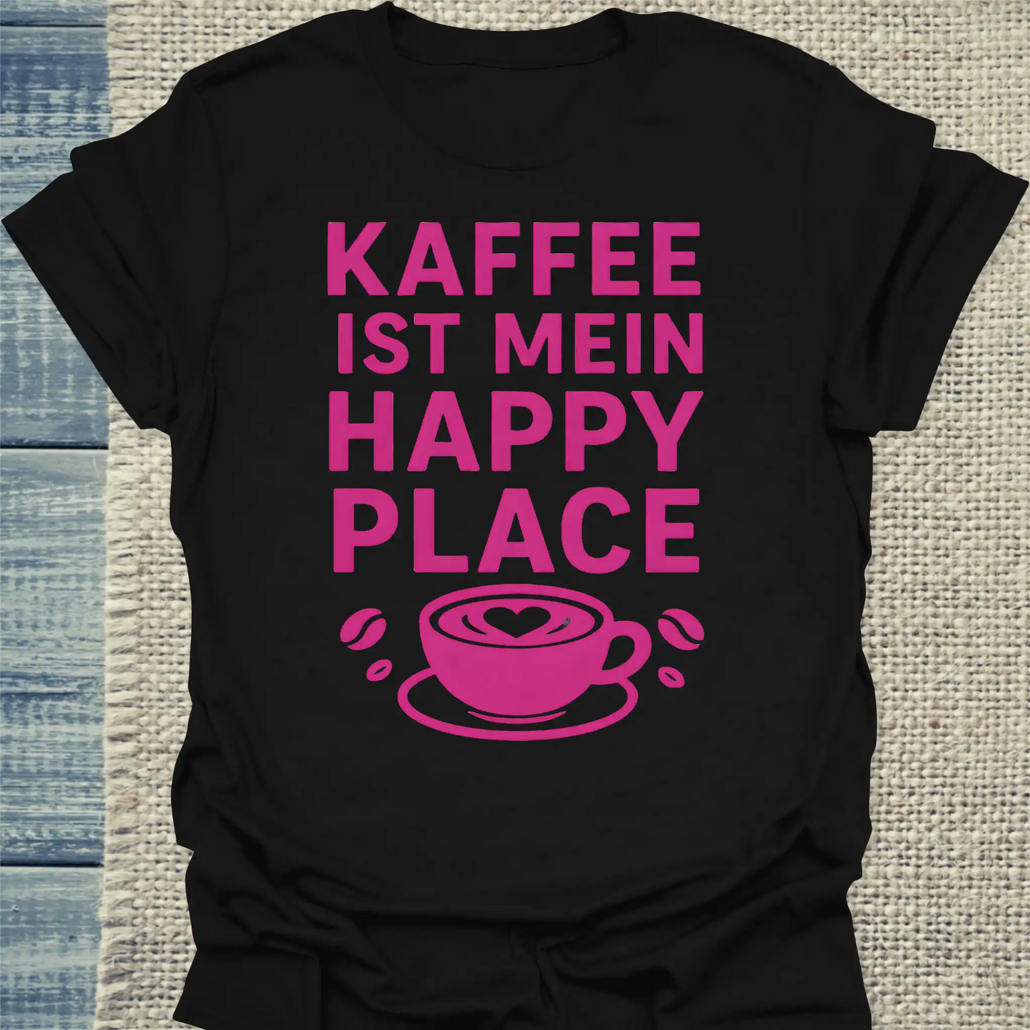T-Shirt - Kaffee ist mein Happy Place - Unisex - Kaffee Schwarz