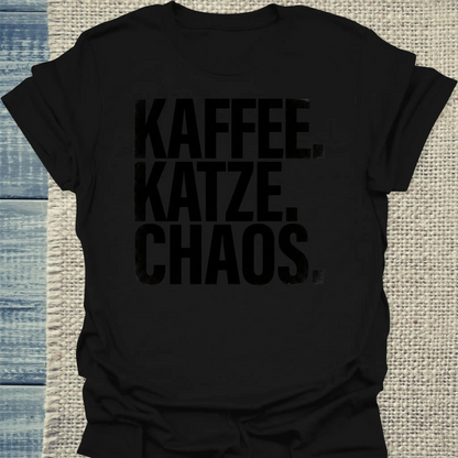 T-Shirt - Kaffee. Katze. Chaos. - Unisex - Katze & Kaffee, Black Edition Schwarz